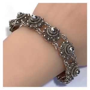 COLLECTIBLE 1940’s A. HEIKOOP CANNETILLE ROSETTE FILIGREE 835 SILVER BRACELET